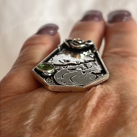 #118 Skeleton & Day of The Dead ๐ Peridot Handcrafted Ring ๐ Size 8 - Picture 6 of 16